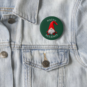 Lustiges rotes Gnome-Weihnachten Button