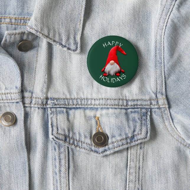 Lustiges rotes Gnome-Weihnachten Button (Beispiel)