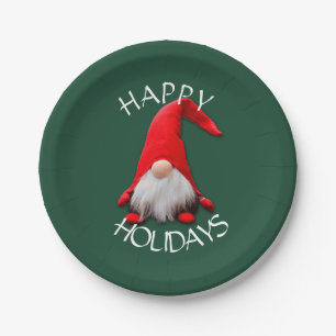 Lustiges rotes Gnome-Weihnachten Pappteller