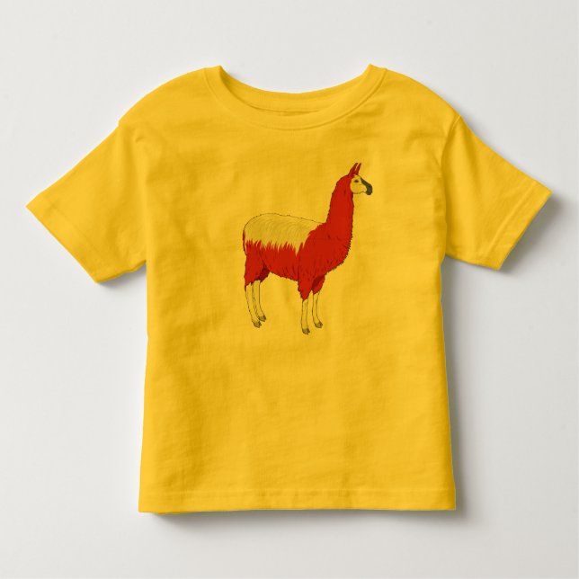 Lustiges rotes Lama Kleinkind T-shirt (Vorderseite)