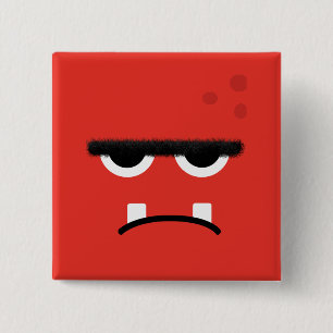 Lustiges rotes Monster-Gesicht Button