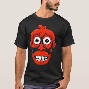 Lustiges rotes Monster-Gesicht-Cartoon-T-Shirt T-Shirt