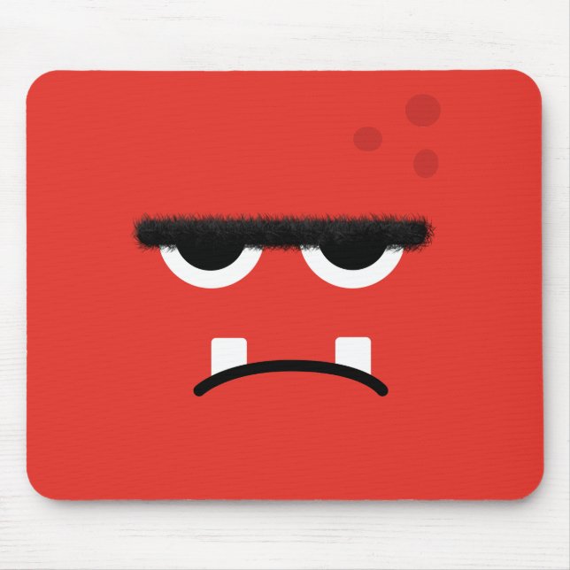 Lustiges rotes Monster-Gesicht Mousepad (Vorne)