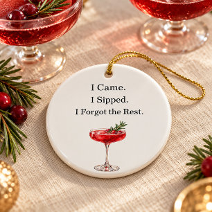 Lustiges rotes Weihnachts-Cocktail-Getränk Keramik Ornament