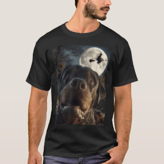 Lustiges Rottweiler Selfie Vollmond Fliegende Hexe T-Shirt