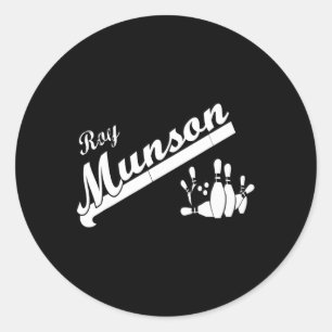 Lustiges Roy Munson King Pin Bowling T-Shirt Runder Aufkleber