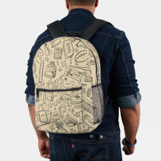 Lustiges Rucksackdesign mit einfachen Schulgegenst Bedruckter Rucksack