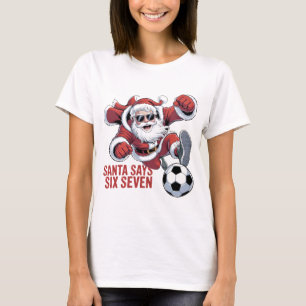 Lustiges Santa-Fußball-Trikot mit Ball-Tritt-Grafi T-Shirt