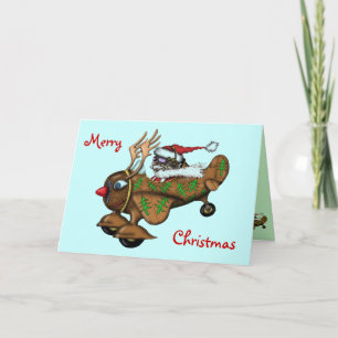 Lustiges Santa-Pilot Weihnachtsgrüße Karten-Design Feiertagskarte