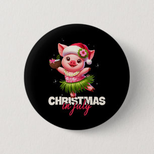 Lustiges Santa-Schwein Hawaiianisches Weihnachten Button