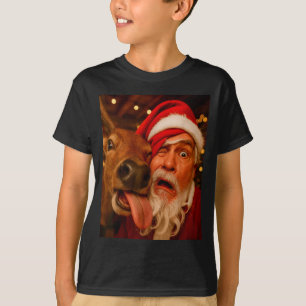 Lustiges Santa Selfie Rentier Männer Frauen Kinder T-Shirt