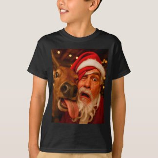Lustiges Santa Selfie Rentier Männer Frauen Kinder T-Shirt
