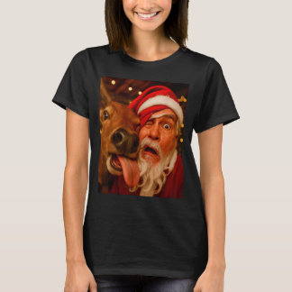 Lustiges Santa Selfie Rentier Männer Frauen Kinder T-Shirt