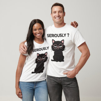 Lustiges Sarkastisches Schwarzes Katzenaugen Brill T-Shirt