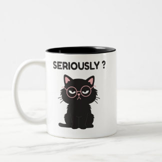 Lustiges Sarkastisches Schwarzes Katzenbrille Erns Zweifarbige Tasse