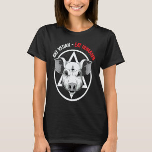 Lustiges Satan Schwein Veganer Tierliebhaber T-Shirt