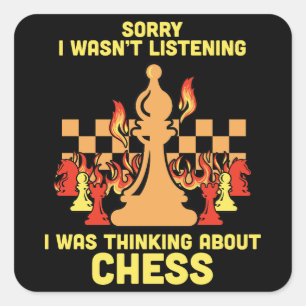 Lustiges Schach-Zitat-Geschenk für Schachspieler u Quadratischer Aufkleber
