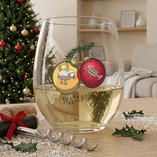 Lustiges Schaf Baa Humbug! Weihnachts-Geizkragen-C Weinglas Ohne Stiel