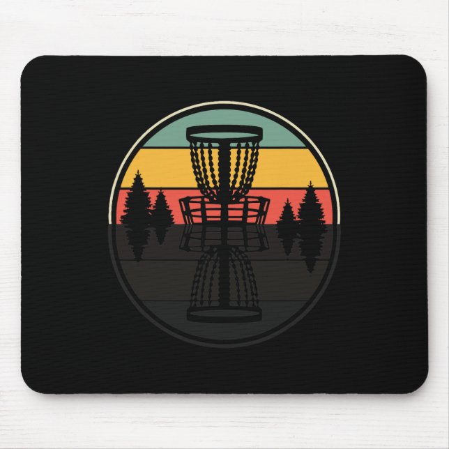 Lustiges Schattendesign Vintage Retro Disc Golf Fr Mousepad (Vorne)