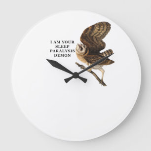 Lustiges Schleiereulen-Shirt Große Wanduhr