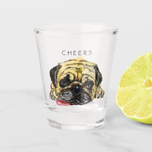 Lustiges Schnapsglas mit Pug-Hund - Prost