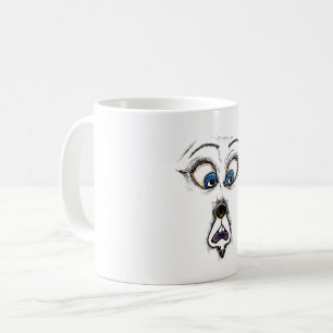 Lustiges schockiertes Cartoon-Gesicht T-Shirt Kaffeetasse