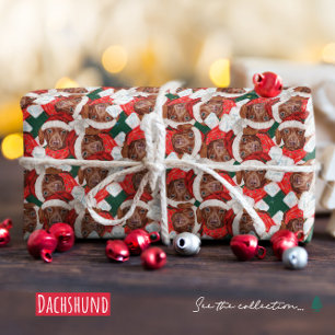 Lustiges Schokoladen-Dachshund-Weihnachtsmuster Geschenkpapier