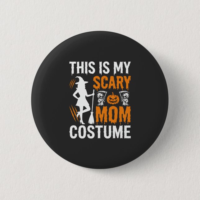 Lustiges schreckliches Mutter-Kostüm Halloween Hex Button (Vorderseite)