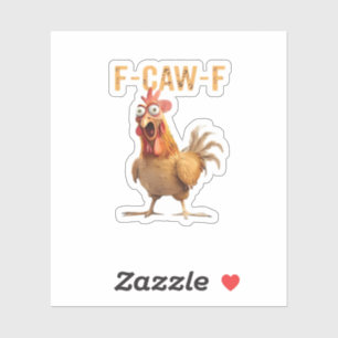 Lustiges schreiendes Huhn F Krächz F Humor Aufkleber