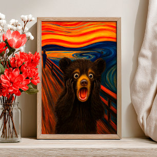 Lustiges Schwarzbär-Schreien-Inspiriertes Poster