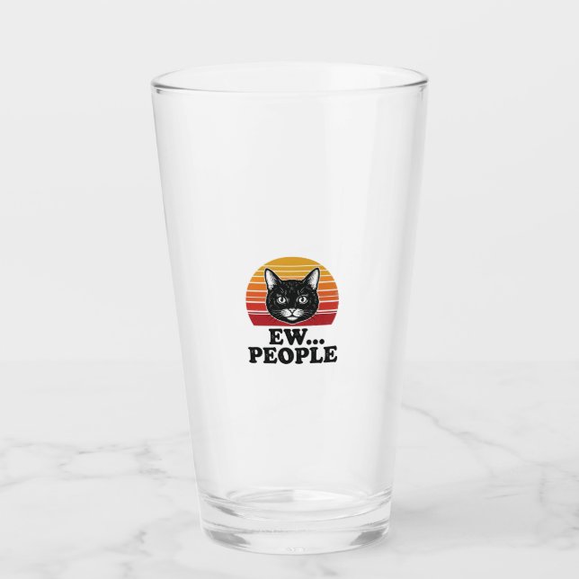Lustiges Schwarzes Katze Ew Leute Retro Sonnenunte Glas (Vorderseite)