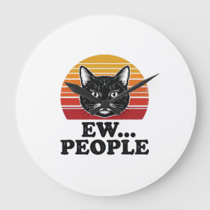 Lustiges Schwarzes Katze Ew Leute Retro Sonnenunte Große Wanduhr