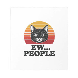 Lustiges Schwarzes Katze Ew Leute Retro Sonnenunte Notizblock