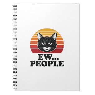 Lustiges Schwarzes Katze Ew Leute Retro Sonnenunte Notizblock
