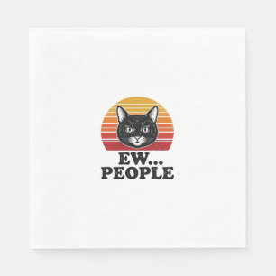 Lustiges Schwarzes Katze Ew Leute Retro Sonnenunte Serviette
