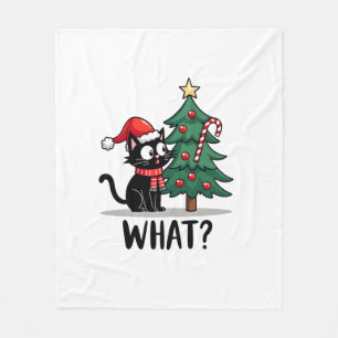 Lustiges schwarzes Katzen-Geschenk schiebt Weihnac Fleecedecke