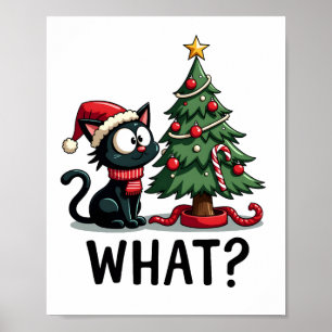 Lustiges schwarzes Katzen-Geschenk schiebt Weihnac Poster
