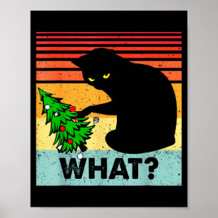 Lustiges schwarzes Katzen-Geschenk schiebt Weihnac Poster