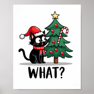 Lustiges schwarzes Katzen-Geschenk schiebt Weihnac Poster