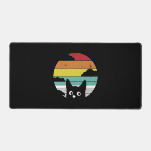 Lustiges schwarzes Katzen Vintage Retro Sonnenunte Schreibtischunterlage