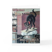 Lustiges schwarzes Katzen-Vintage-Werbeplakat für