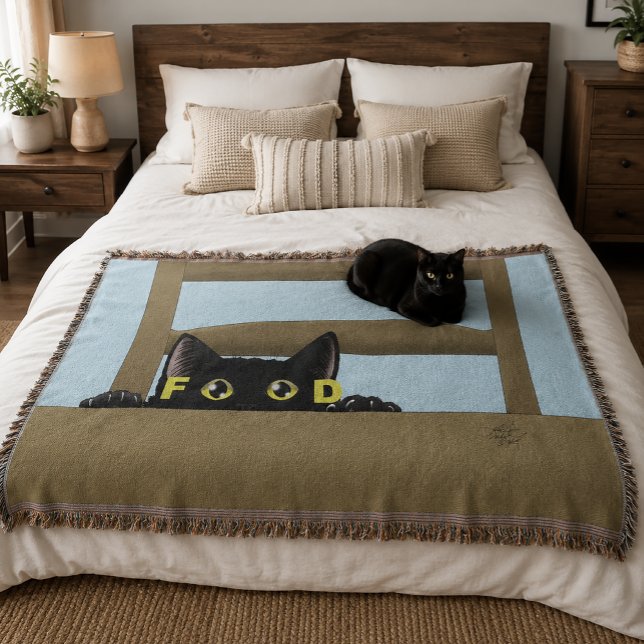 Lustiges Schwarzes Katzenfutter Hungrige Katze Hum Decke (Von Creator hochgeladen)
