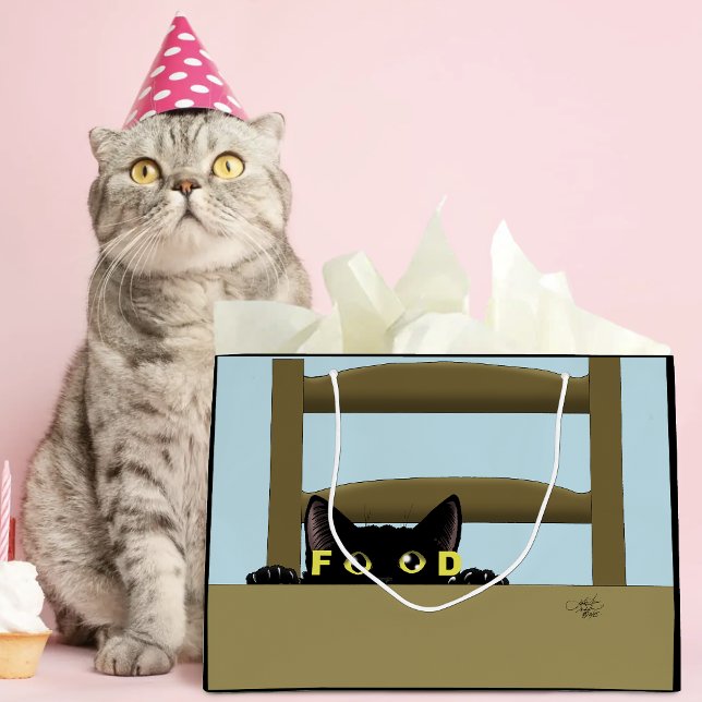 Lustiges Schwarzes Katzenfutter Hungrige Katze Hum Große Geschenktüte (Von Creator hochgeladen)
