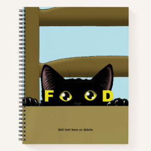 Lustiges Schwarzes Katzenfutter Hungrige Katze Hum Notizbuch