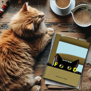 Lustiges Schwarzes Katzenfutter Hungrige Katze Hum Notizbuch
