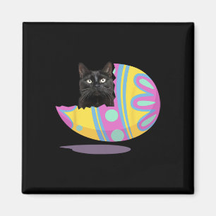 Lustiges schwarzes Osterkatzen-Ei Frohen Ostertag Magnet