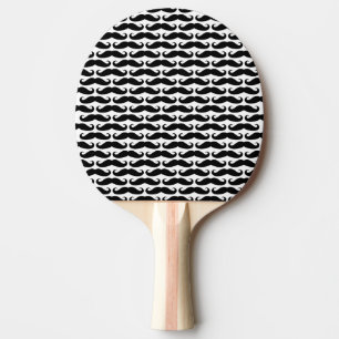 Lustiges schwarzes Schnurrbartmuster-Klingeln pong Tischtennis Schläger