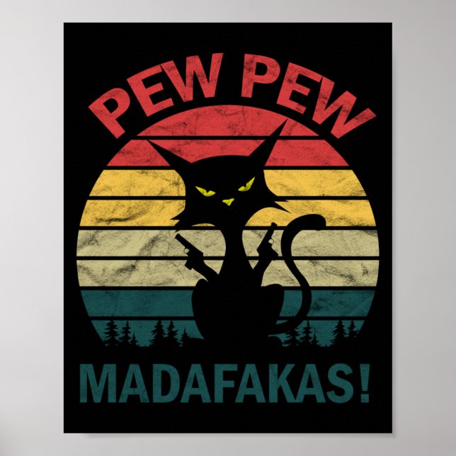 Lustiges schwarzes verrücktes Kitzelkatze - Pew Pe Poster (Vorne)
