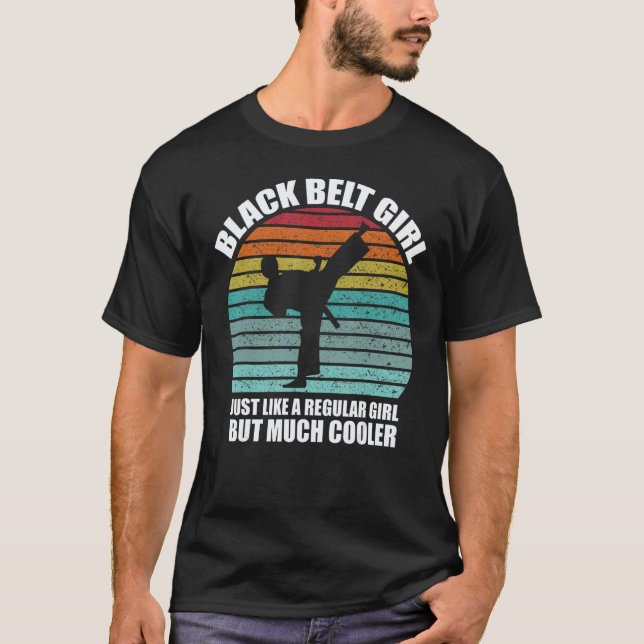 Lustiges Schwarzgurt-Mädchen Schwarzgurt Karate Sc T-Shirt (Vorderseite)
