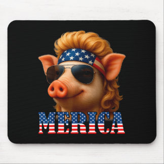 Lustiges Schwein amerikanische Flagge Farmer Unabh Mousepad